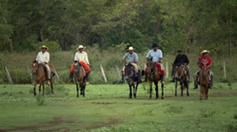Índios Kadiwéu a caminho de reunião com pecuaristas