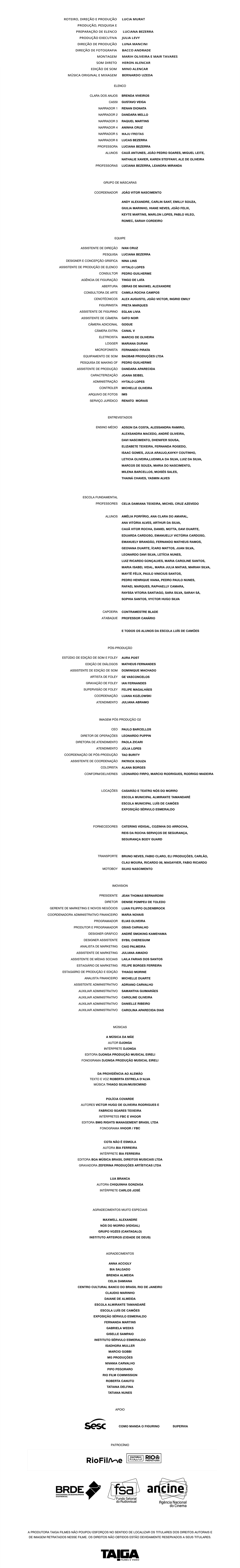 Hora do Recreio - ficha técnica